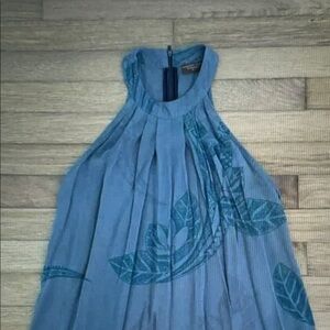 Free People Blue Halter Neck Floral Print Blouse